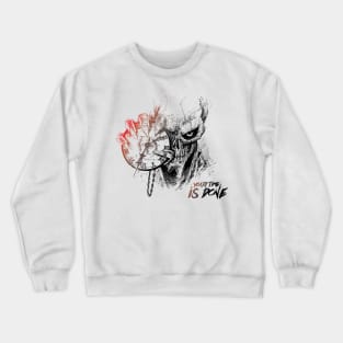 Scratch Devil Skull With Clock Fantasy Artsy Style Crewneck Sweatshirt